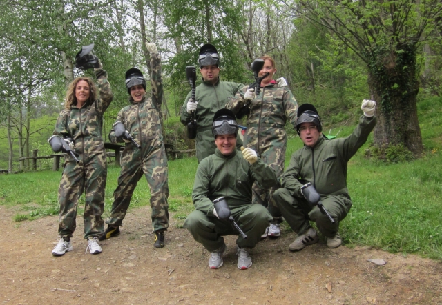  Paintball group prepared for action 